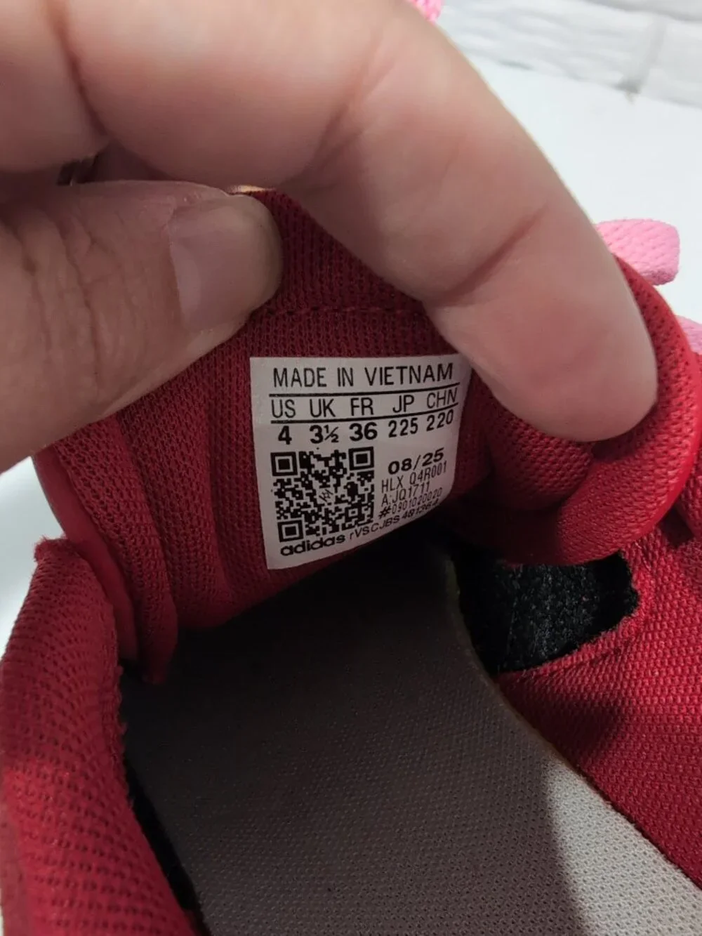 Adidas Kids Sneakers in Red and Pink with Gum Sole